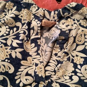 Floral Blue and Cream Women's Jacket